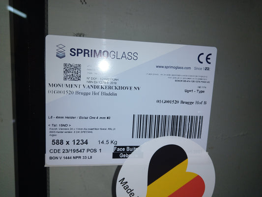 Glas met kleinhouten 588*1234 mm