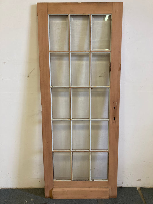 Houten binnendeur met glas - afgeschuurd (205 x 80)