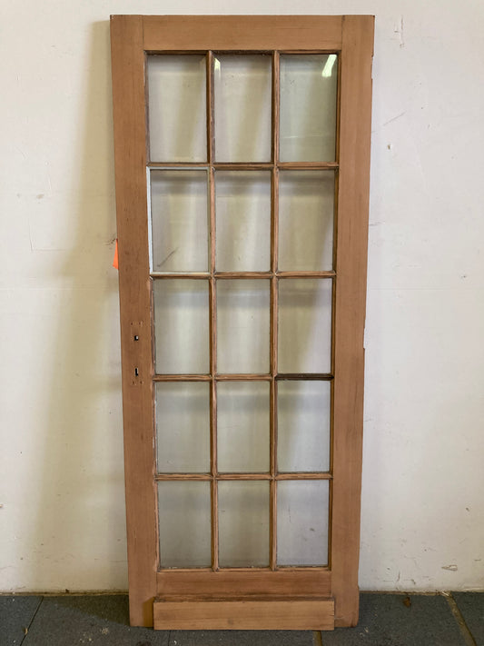 Houten binnendeur met glas - afgeschuurd (206 x 82)