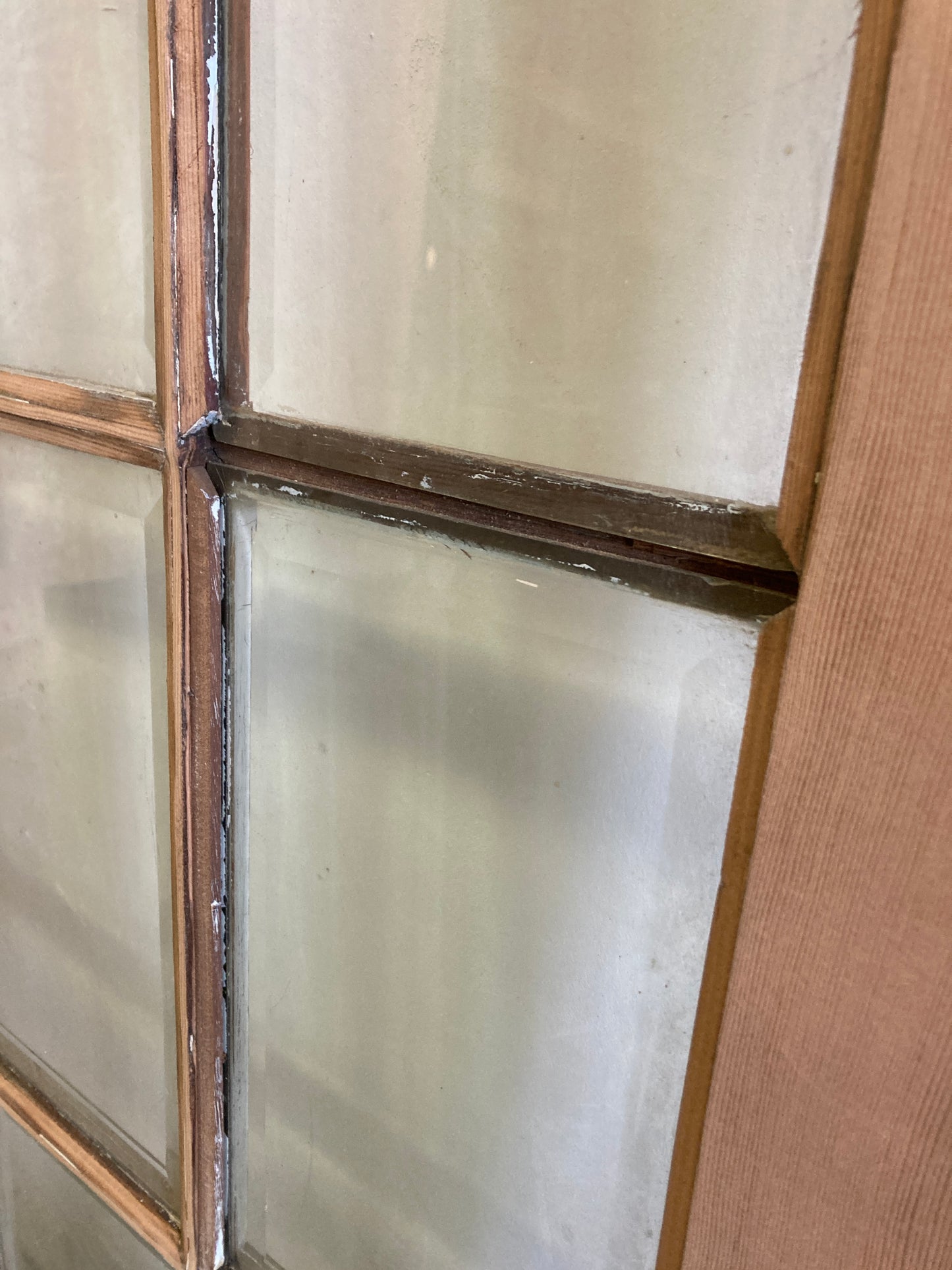 Houten binnendeur met glas - afgeschuurd (206 x 82)
