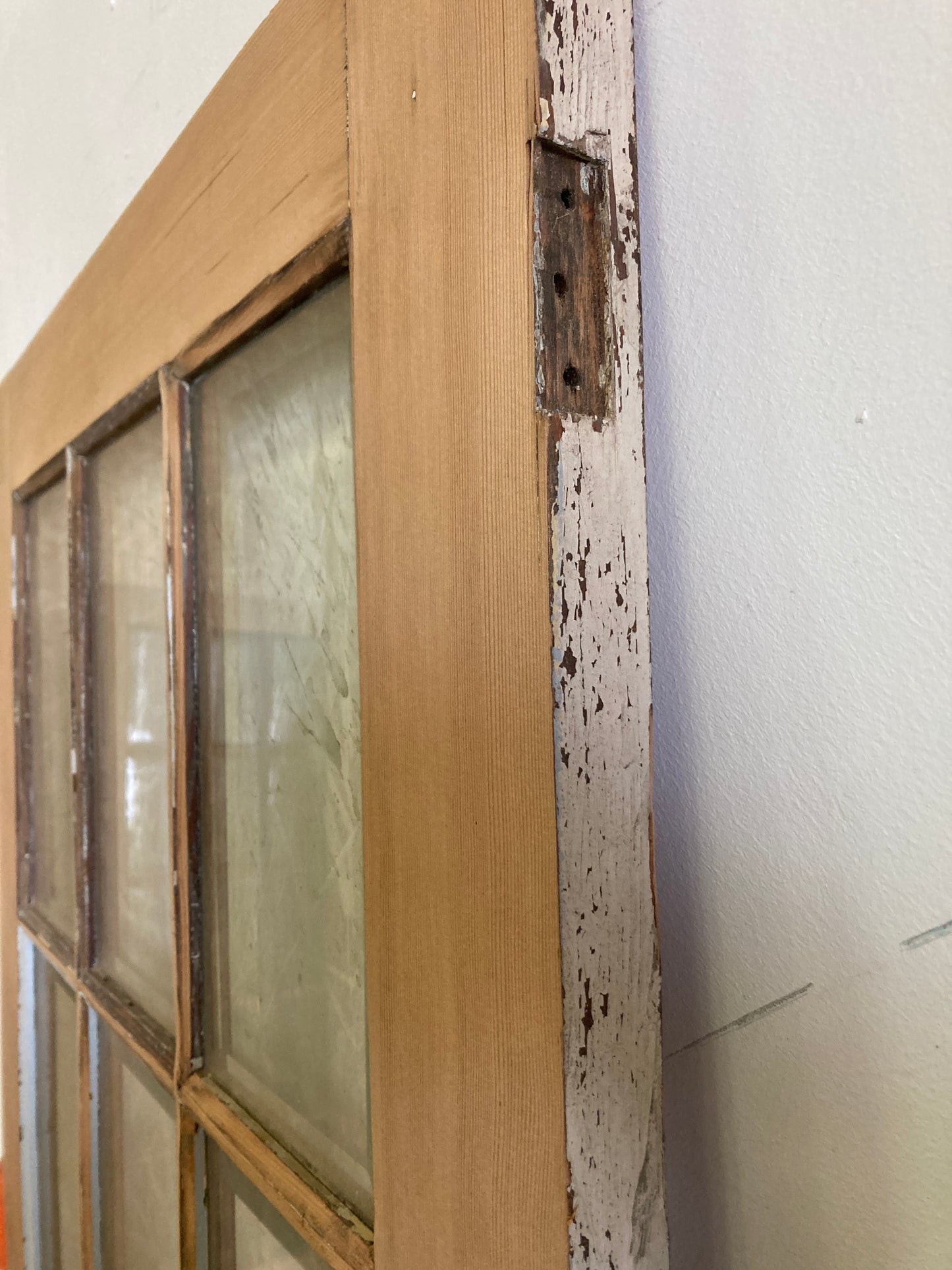 Houten binnendeur met glas - afgeschuurd (206 x 82)