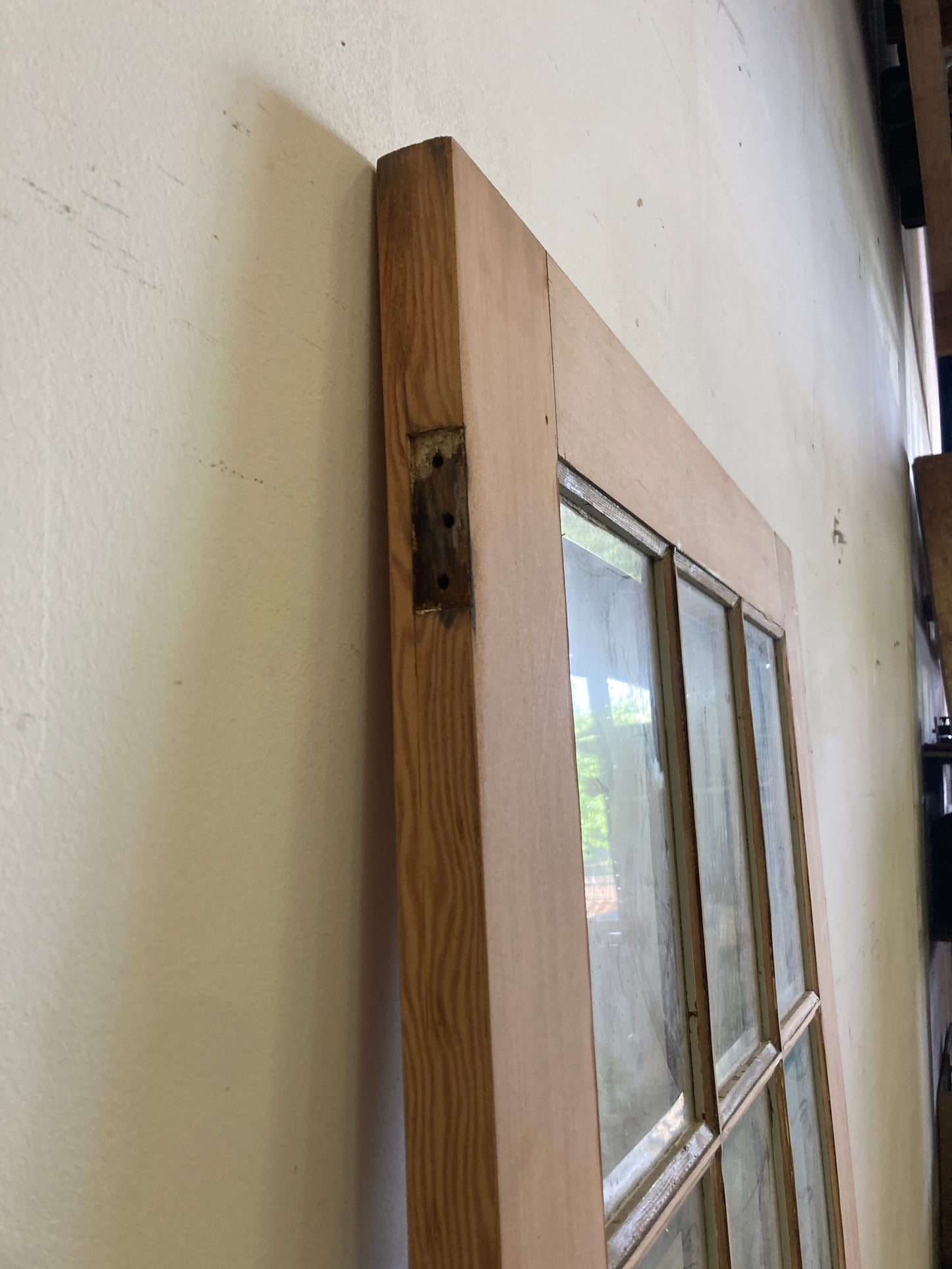 Houten binnendeur met glas - afgeschuurd (205 x 81)