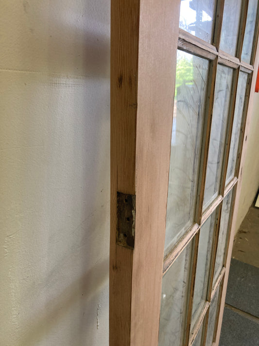 Houten binnendeur met glas - afgeschuurd (205 x 81)