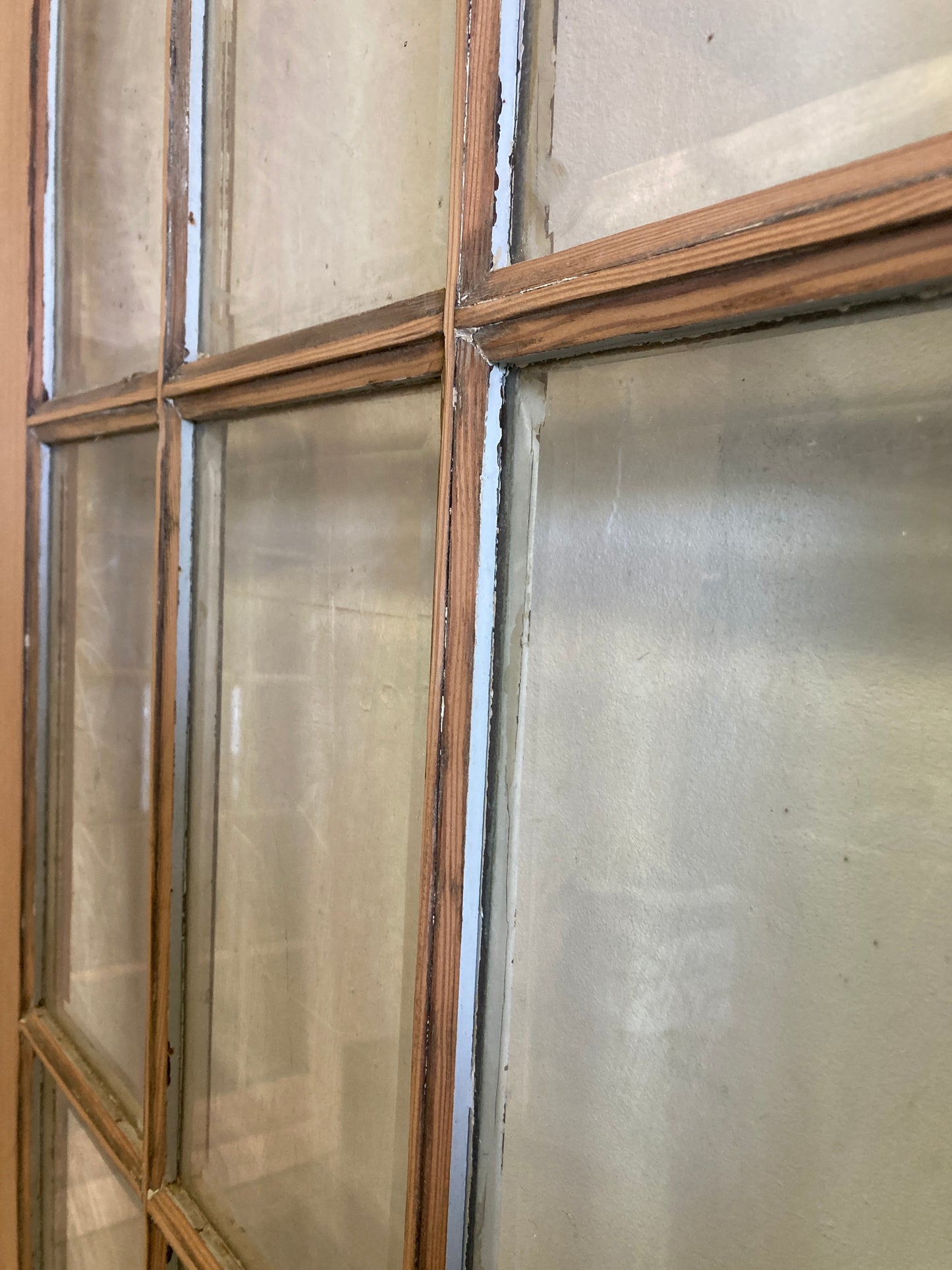 Houten binnendeur met glas - afgeschuurd (205 x 81)