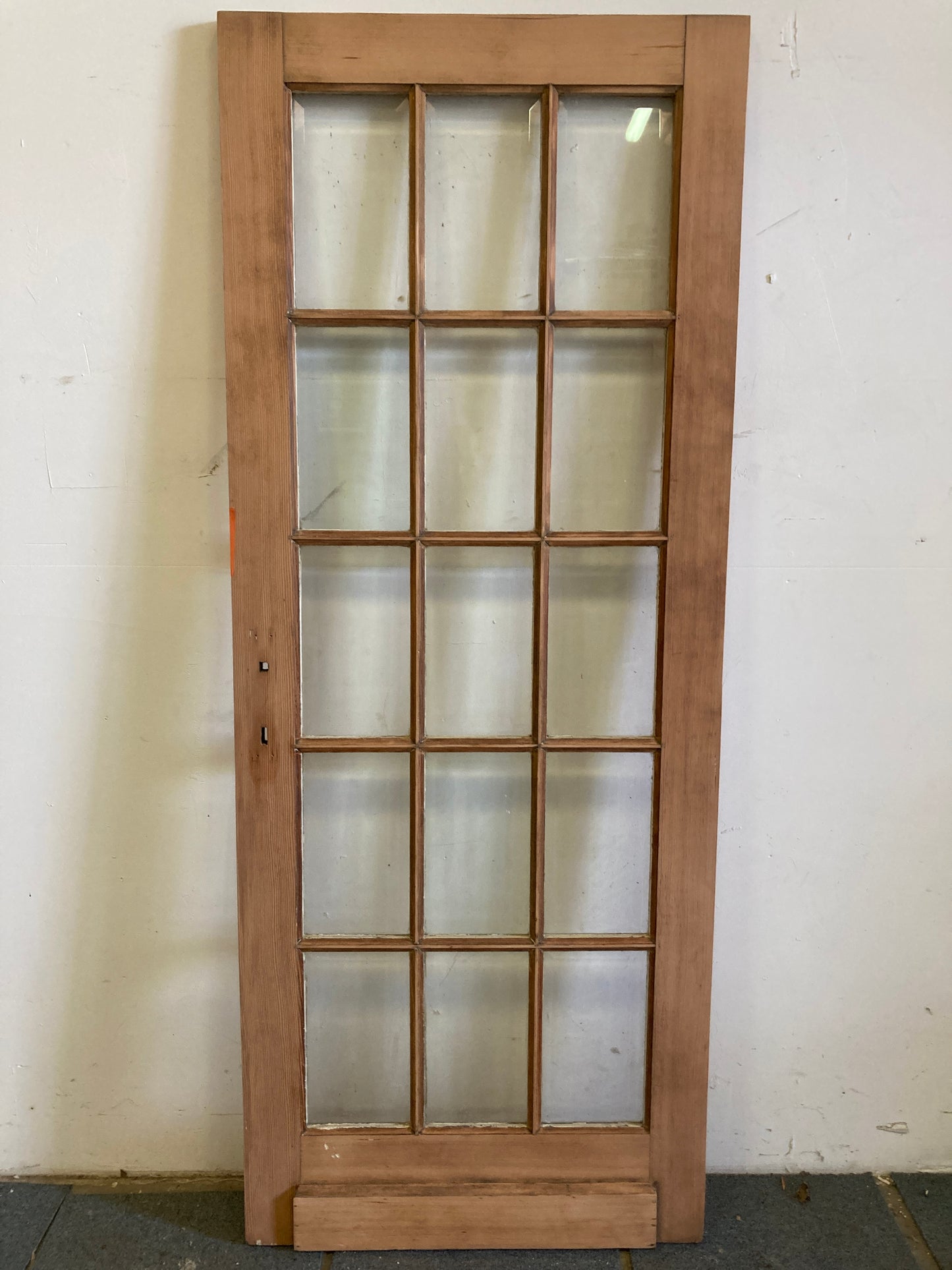 Houten binnendeur met glas - afgeschuurd (205 x 81)
