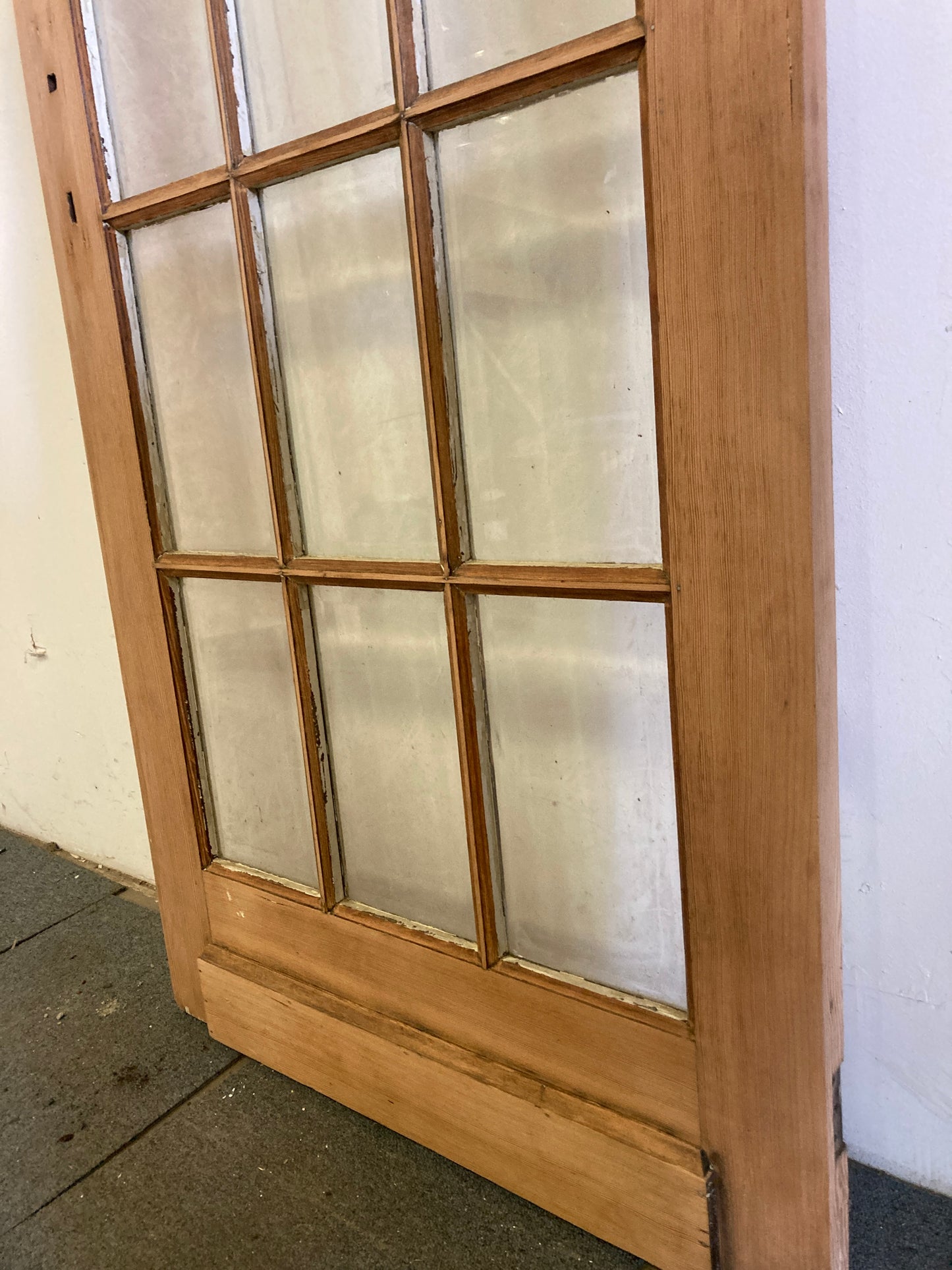 Houten binnendeur met glas - afgeschuurd (205 x 81)