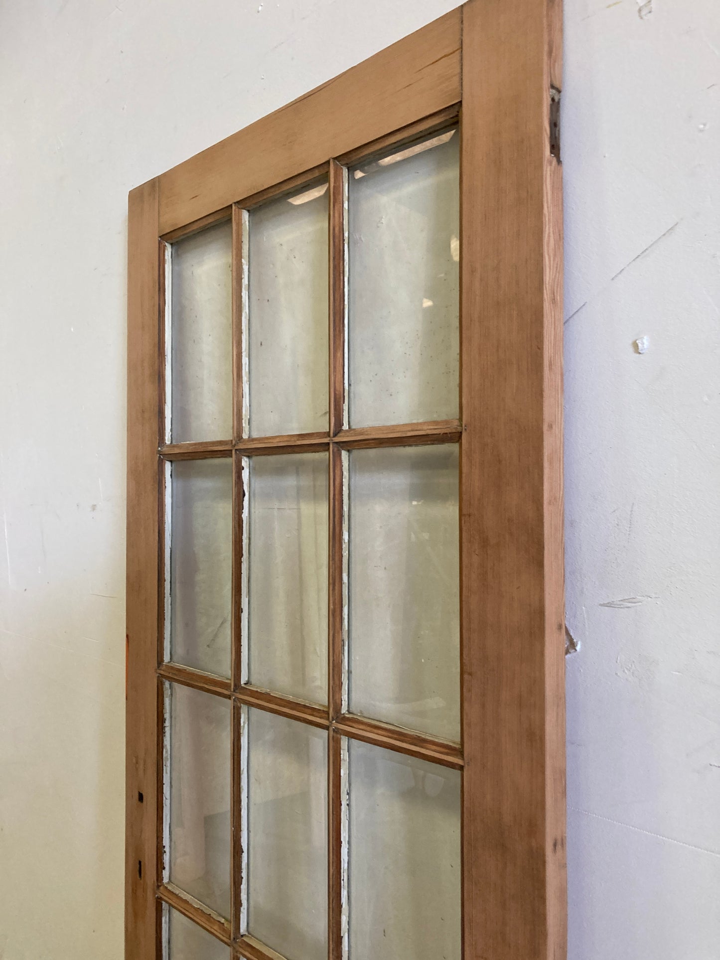 Houten binnendeur met glas - afgeschuurd (205 x 81)