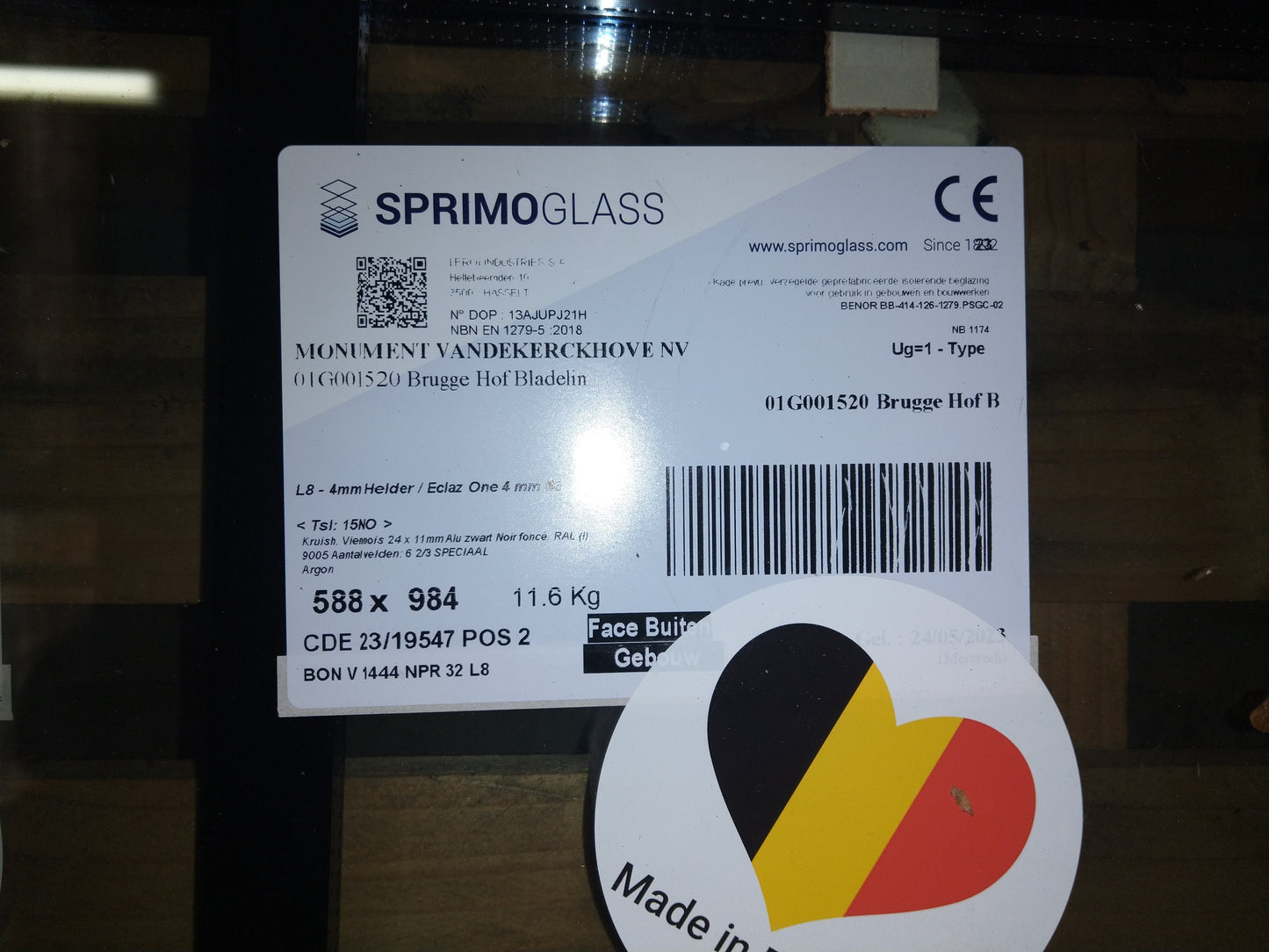 Glas met kleinhouten 588*984 mm (1 van 2)