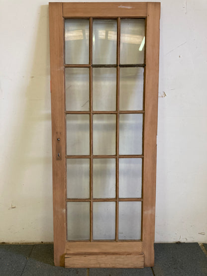 Houten binnendeur met glas - afgeschuurd (205 x 81)