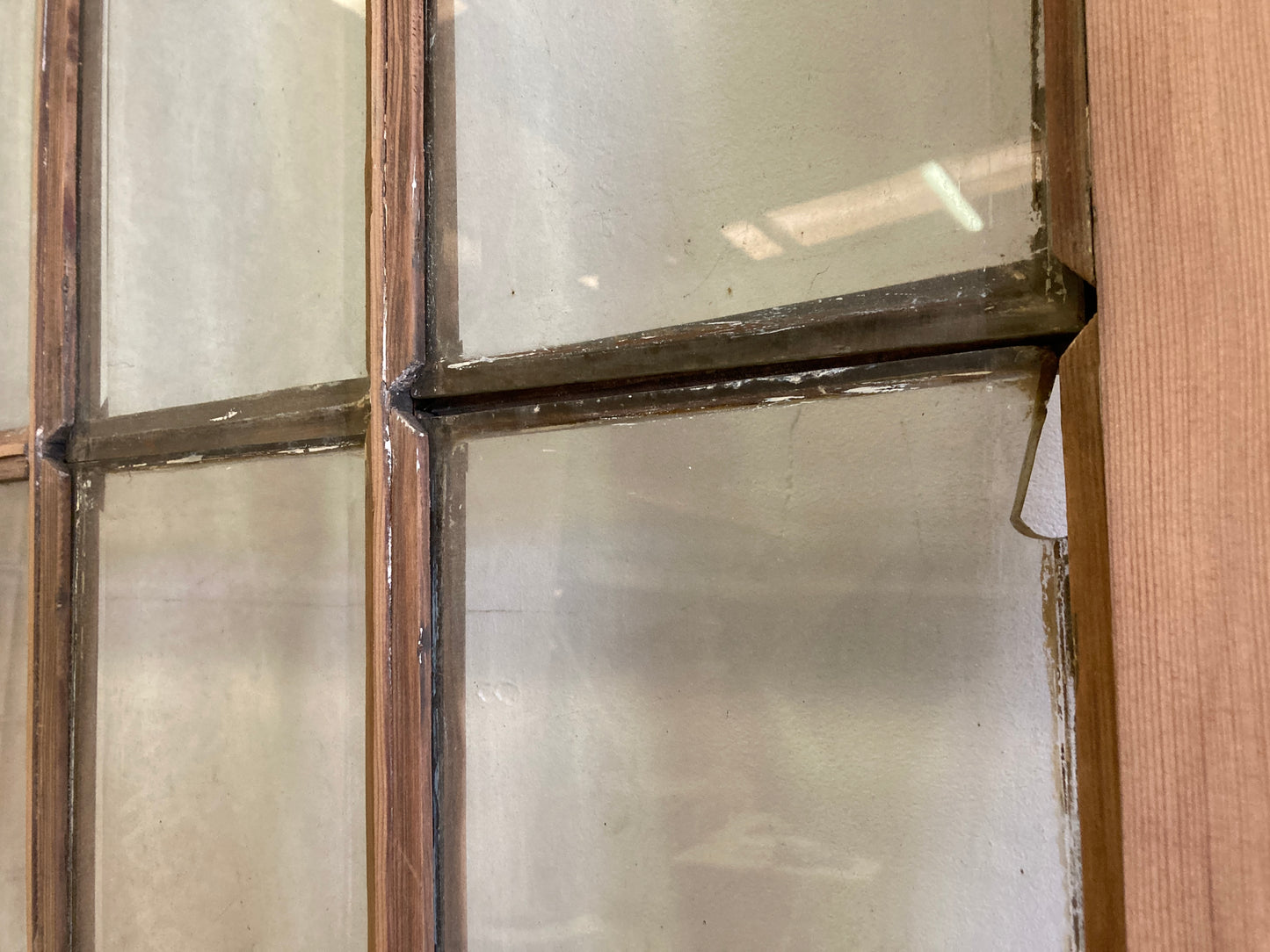 Houten binnendeur met glas - afgeschuurd (205 x 81)
