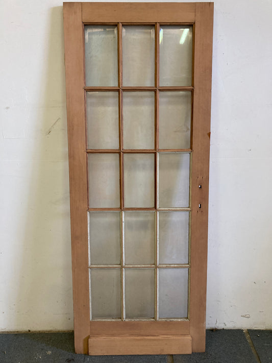 Houten binnendeur met glas - afgeschuurd (206 x 82)