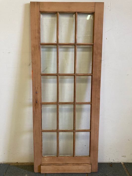 Houten binnendeur met glas - afgeschuurd (205 x 81)