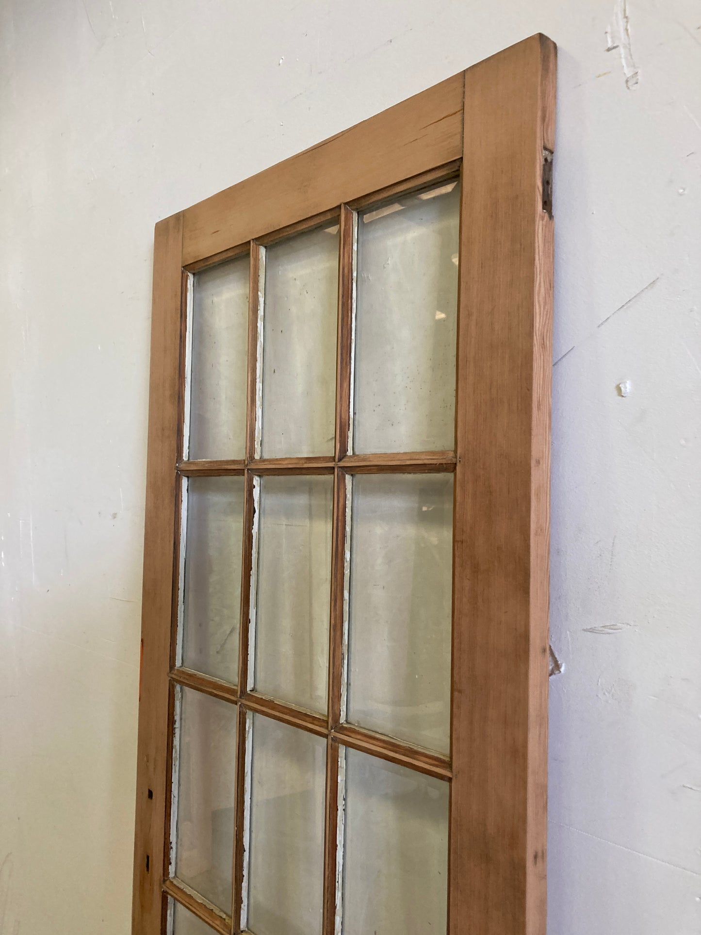 Houten binnendeur met glas - afgeschuurd (205 x 81)